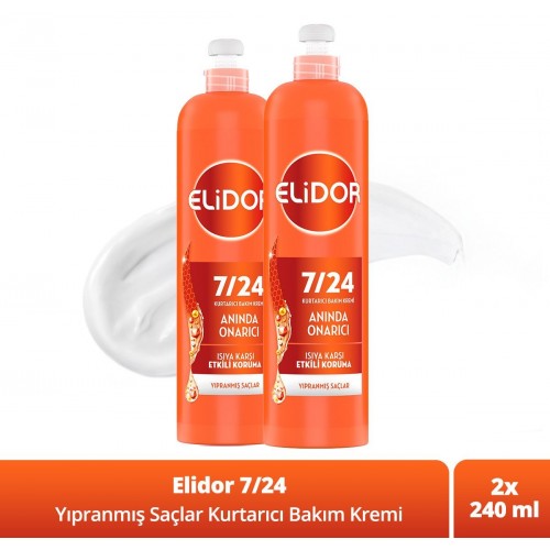 Elidor 7/24 Kurtarıcı Saç Bakım Kremi Anında Yıpranmış Saçlar 240 ml x 2 Adet