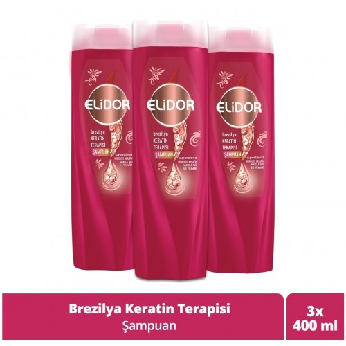 Elidor Brezilya Keratin Saç Şampuanı 400 ml x 3 Adet