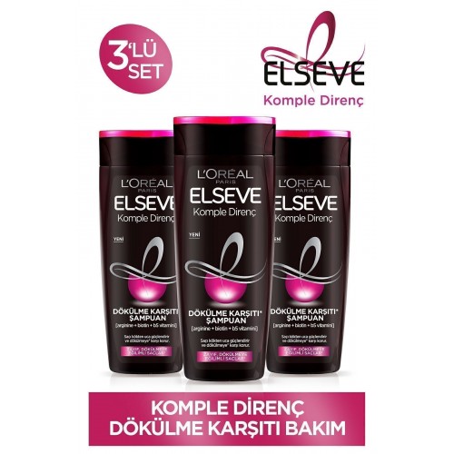 Elseve Komple Direnç Dökülme Karşıtı Şampuan 360 ml x 3 Adet