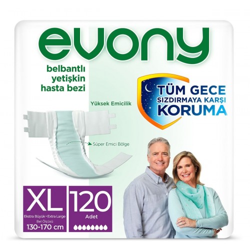 Evony Belbantlı Yetişkin Hasta Bezi Ekstra Large 30 lu x 4 Adet