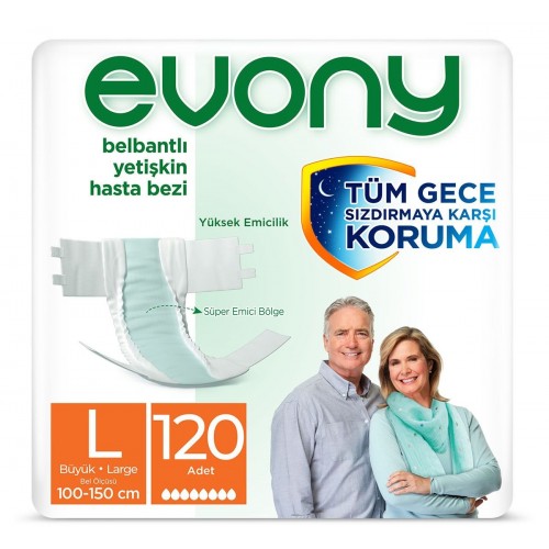 Evony Belbantlı Yetişkin Hasta Bezi Large 30 lu x 4 Adet