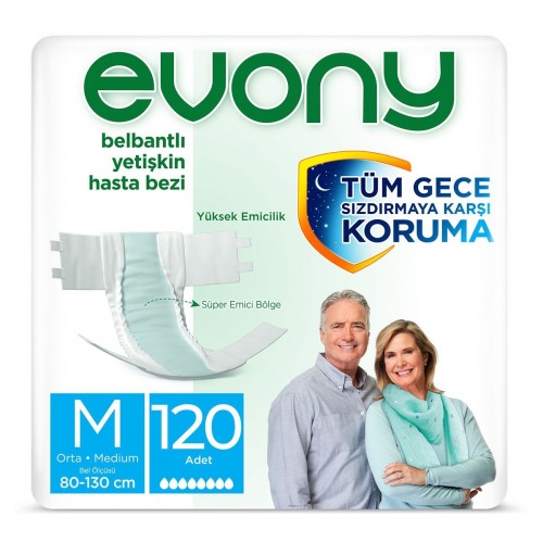 Evony Belbantlı Yetişkin Hasta Bezi Medium 30 lu x 4 Adet