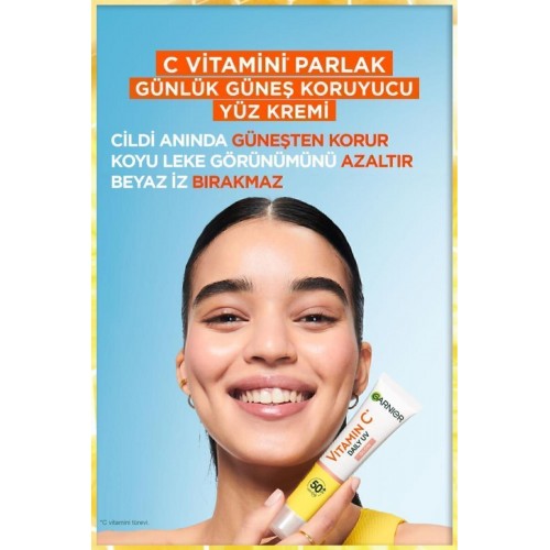 Garnier C Vitamini Günlük Güneş Koruyucu Fluid Yüz Kremi Spf50 40 ml