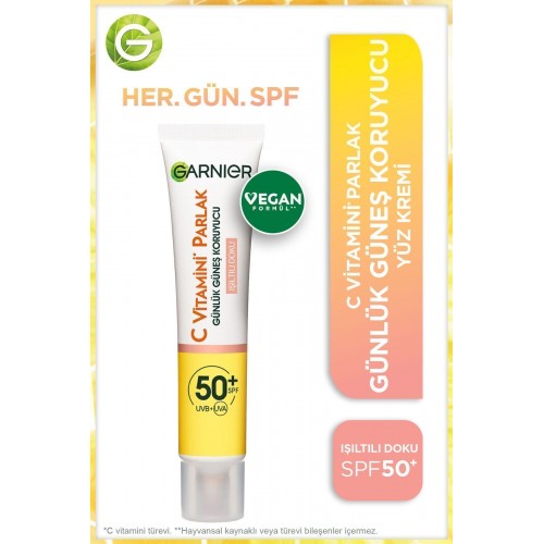 Garnier C Vitamini Uv Korumalı Güneş Kremi Spf50 Işıltılı Doku 40 ml