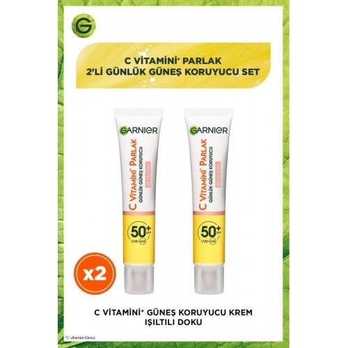 Garnier C Vitamini Uv Korumalı Güneş Kremi Spf50 Işıltılı Doku 40 ml x 2 Adet