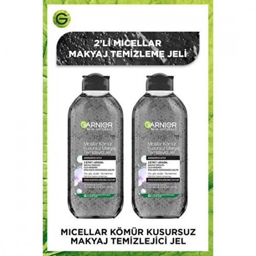 Garnier Micellar Kömür Kusursuz Makyaj Temizleyici Jel 400 ml x 2 Adet