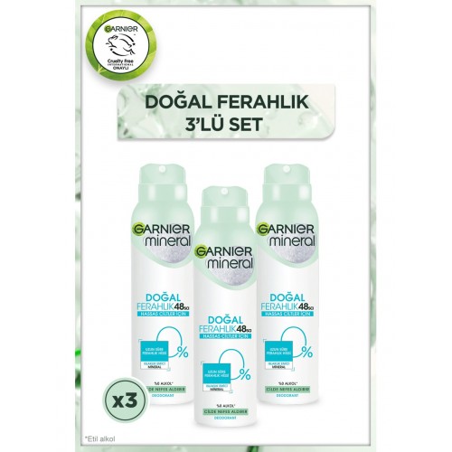 Garnier Mineral Doğal Ferahlık Sprey Deodorant 150 ml x 3 Adet