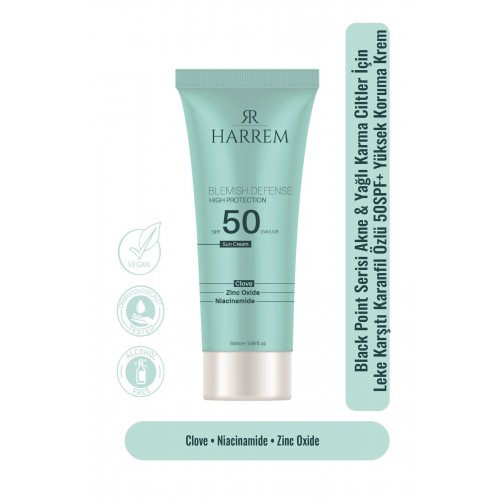 Harrem Black Point Akneli ve Yağlı Karma Ciltler için Güneş Kremi 50 SPF 50 ml