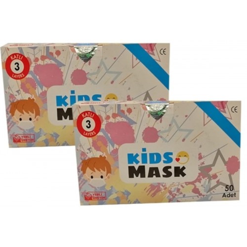 Kgt Kids Mask 3 Katlı Cerrahi Erkek Çocuk Maskesi 50 Adet x 2 Adet