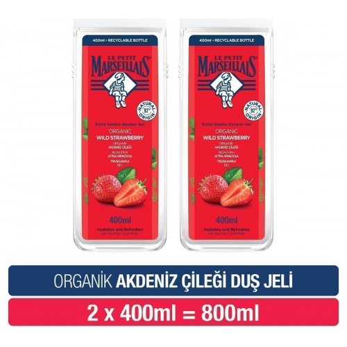 Le Petit Marseillais Duş Jeli Akdeniz Çileği 400 ml x 2 Adet