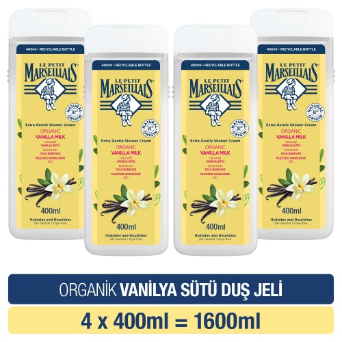 Le Petit Marseillais Duş Jeli Vanilya Sütü 400 ml x 4 Adet