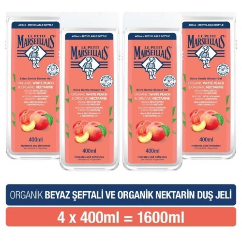 Le Petit Marseillais Şeftali ve Nektarin Duş Jeli 400 ml x 4 Adet