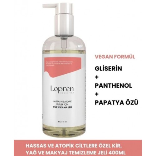 Lopren Hassas Ve Atopik Ciltler Için Yüz Temizleme Jeli 400 ml