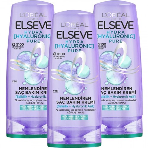 Elseve Hydra Hyaluronic Pure Saç Kremi 250 ml x 3 Adet