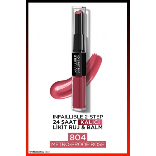 Loreal Paris Infaillible 24 Saat Kalıcı Likit Ruj & Balm - 804 Metro-Proof Rose