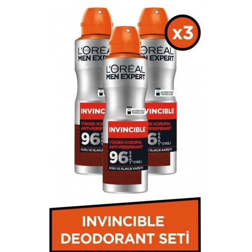 Loreal Paris Men Expert Invincible Anti Deodorant 150 ml x 3 Adet