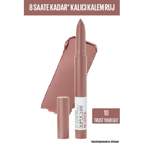 Maybelline New York Superstay Ink Crayon 10 Trust Kalem Ruj