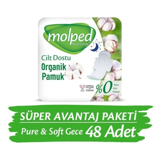 Molped Pure & Soft Gece Süper Ekonomik Ped 16 lı x 3 Adet