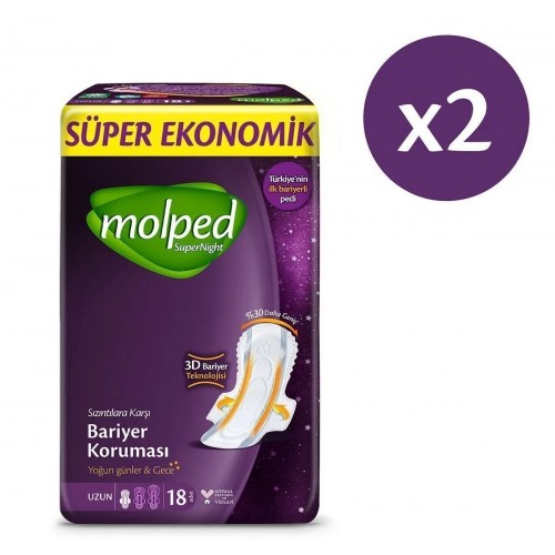 Molped Supernight Uzun Süper Ekonomik Ped 18 li x 2 Adet