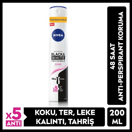 Nivea Black&White Invisible Sprey Deodorant 200 ml