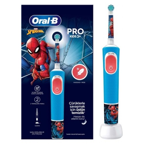 Oral-B D100 Çocuklar İçin Şarj Edilebilir Diş Fırçası Spiderman