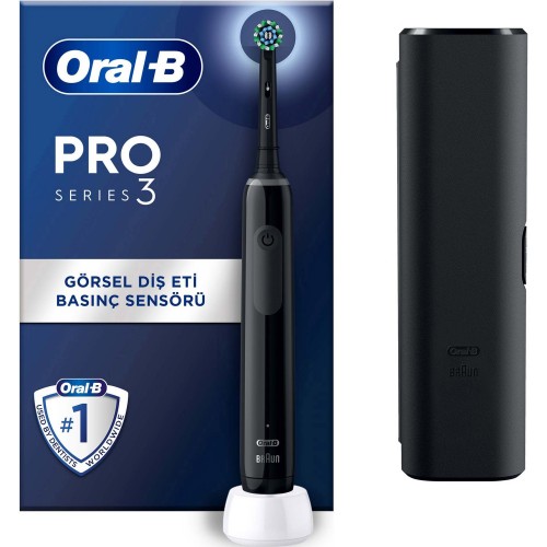 Oral-B Pro 3500 Siyah Şarjlı Diş Fırçası + Seyahat Kabı