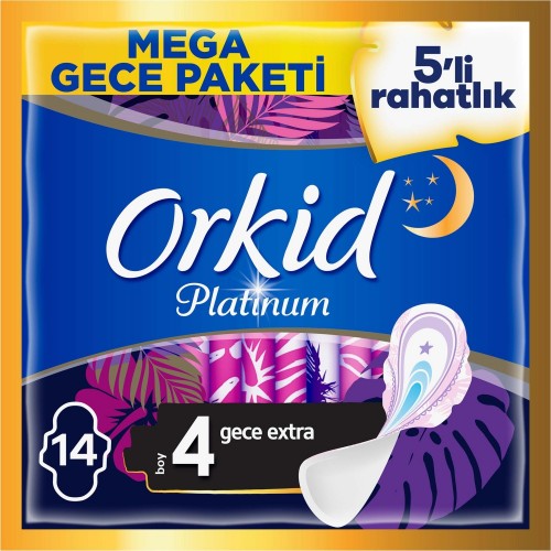 Orkid Platinum Gece Extra Hijyenik Ped 14 lü