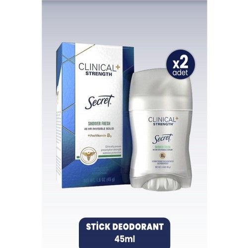 Secret Clinical Shower Fresh Antiperspirant 45 gr x 2 Adet