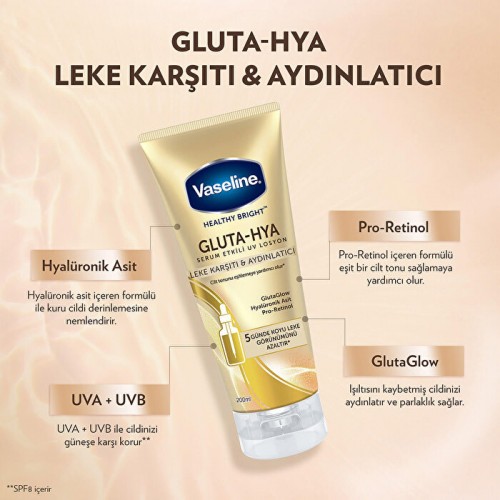 Vaseline Gluta Hya Serum Etkili Uv Losyon Leke Karşıtı 200 ml