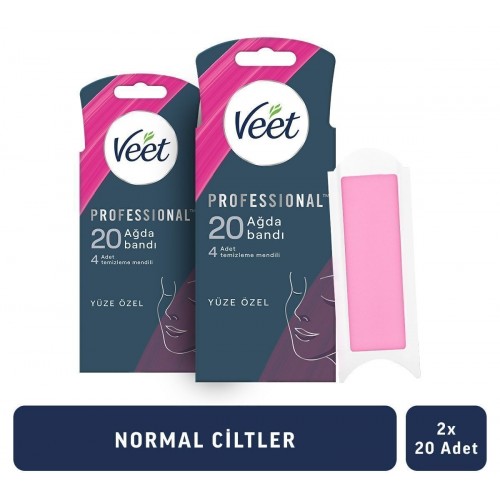 Veet Pro Ağda Bandı Yüz Bölgesi Normal Ciltler İçin 20 li x 2 Adet