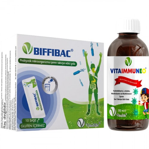 Vitalife Vitaimmuneo Şurup 150 ml ve Vitalife Biffibac 10 Saşe