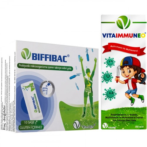 Vitalife Vitaimmuneo Şurup 150 ml ve Vitalife Biffibac 10 Saşe