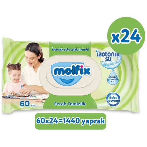 Molfix İzotonik Sulu Islak Mendil Ferah 60lı x 24 adet (1440 Yaprak)