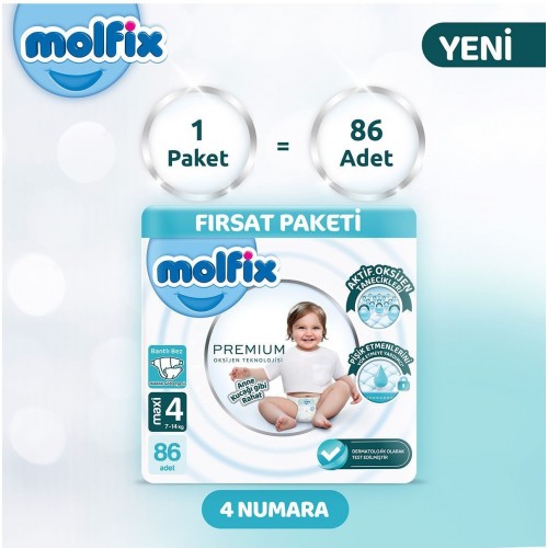 Molfix Premium Ultra Fırsat Paketi 4 No 86 lı