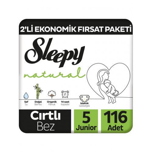 Sleepy Natural Fırsat Paketi Bebek Bezi 5 Numara Junior 116 Adet