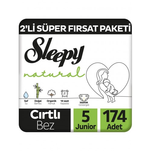 Sleepy Natural Fırsat Paketi Bebek Bezi 5 Numara Junior 174 Adet