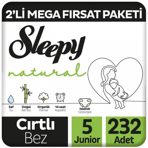 Sleepy Natural Fırsat Paketi Bebek Bezi 5 Numara Junior 232 Adet