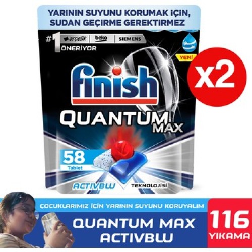 Finish Quantum Max Bulaşık Makinesi Deterjanı 58 Kapsül x 2 Adet